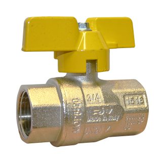3/8" RIV Brass Ball Valve – BSI Gas Approved – Yellow Butterfly Handle. VS7164