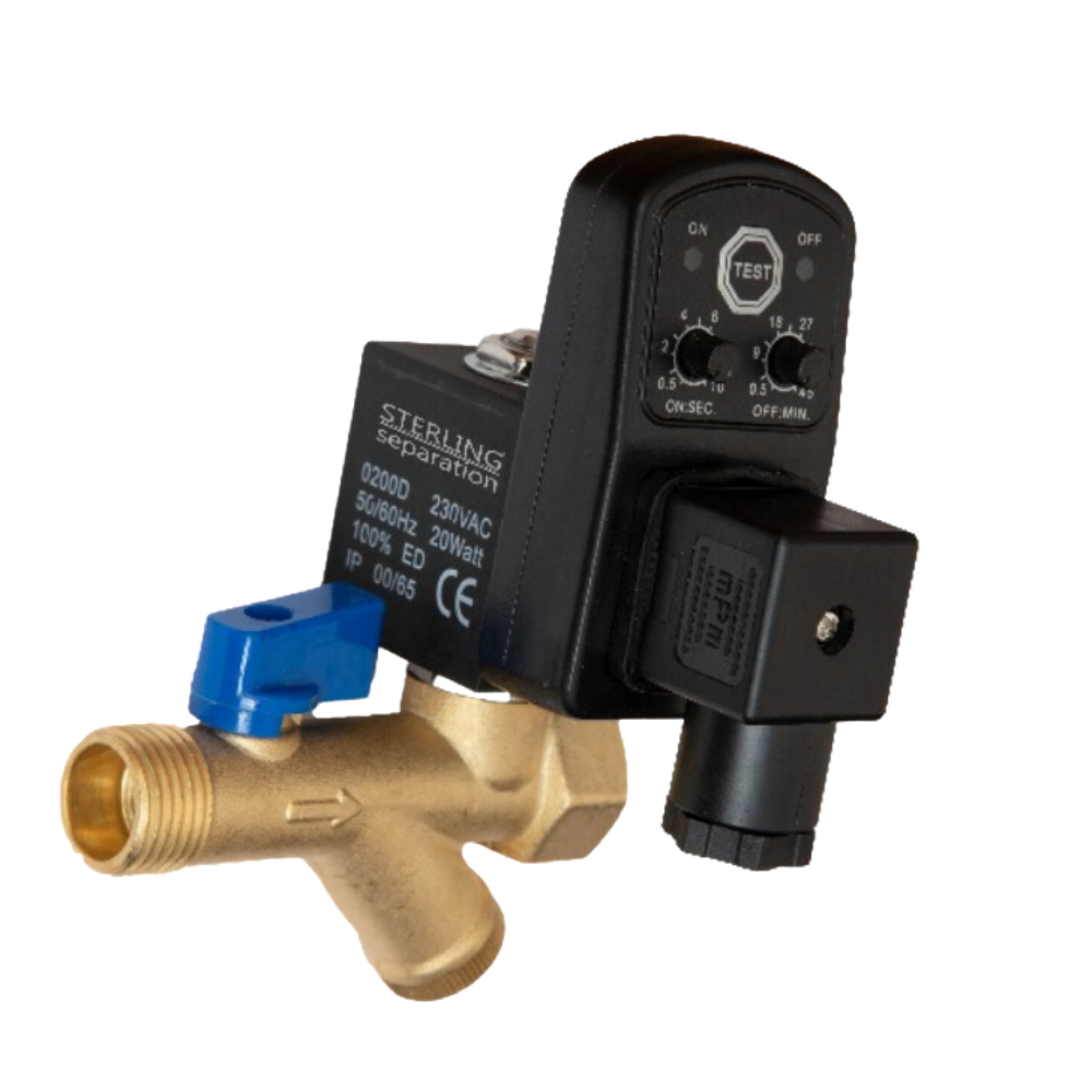 Economy Electronic Timer Controlled Auto Drain Integrated BVS 1/2" BSP 220 Vac. TD15A_220V_1/2BSP