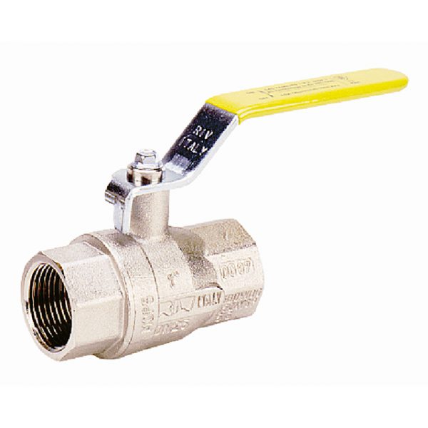 1/2" RIV Brass Ball Valve BSI Gas Approved Yellow Lever Rated from PN64 to PN25. VS7160