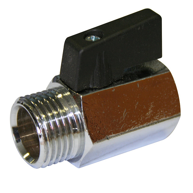 1/8" Eurotermo Brass Mini Ball Valve Male x Female Chromed Finish WRAS Approved. VS4003