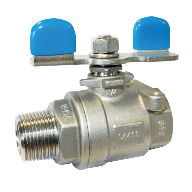 1" Veltec Stainless Steel Ball Valve Two Piece Male x Female Butterfly Handle Operated  VS6245