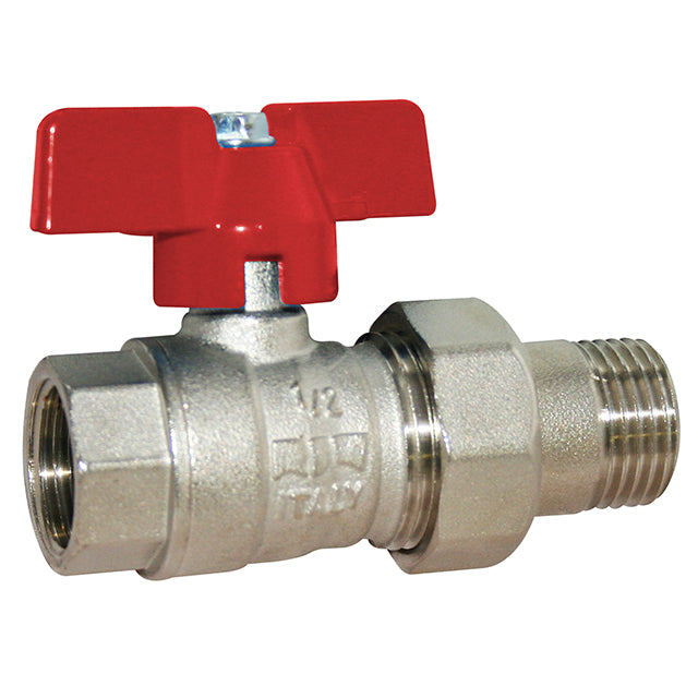 3/4" RIV Brass Ball Valve Male Union End Red Butterfly Handle WRAS Approved VS4405