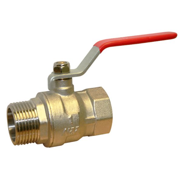 3/4" RIV Brass Ball Valve Standard Pattern Male x Female Red PVC Coated Steel Lever WRAS Approved. VS 4331