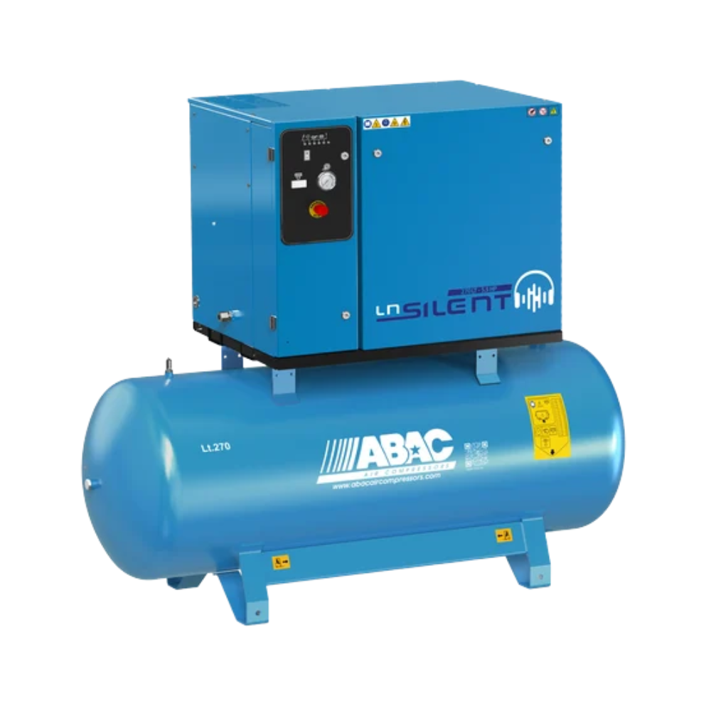 ABAC LN2 B5900 270L T5.5 DOL Tank Mounted Silenced Air Compressor 400 Volt 20 CFM - 4116026005