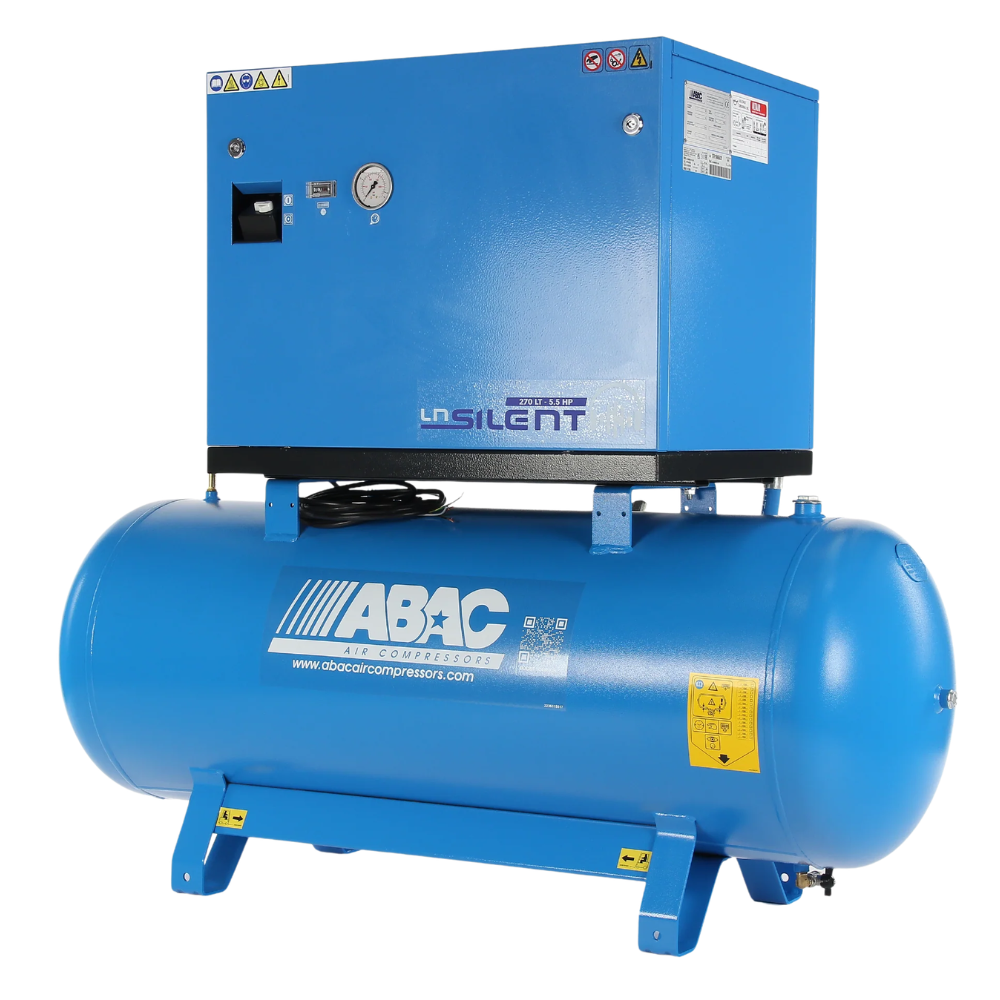 ABAC LN1 B5900 270L Tank Mounted Silenced Air Compressor T5.5 415 Volt 20CFM - 4116026060