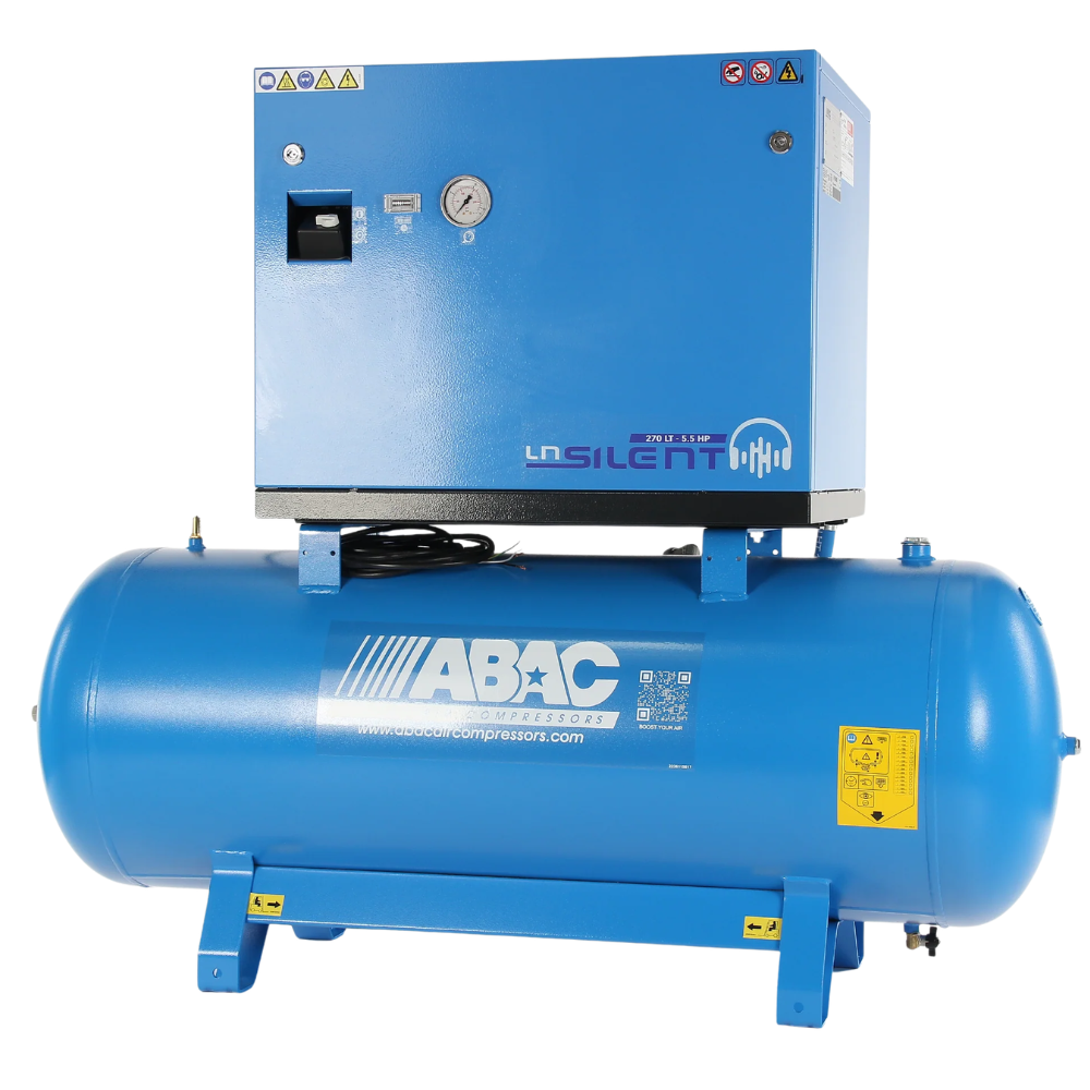 ABAC LN1 B5900 270L Tank Mounted Silenced Air Compressor T5.5 415 Volt 20CFM - 4116026060