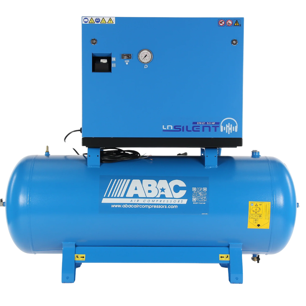 ABAC LN1 B5900 270L Tank Mounted Silenced Air Compressor T5.5 415 Volt 20CFM - 4116026060