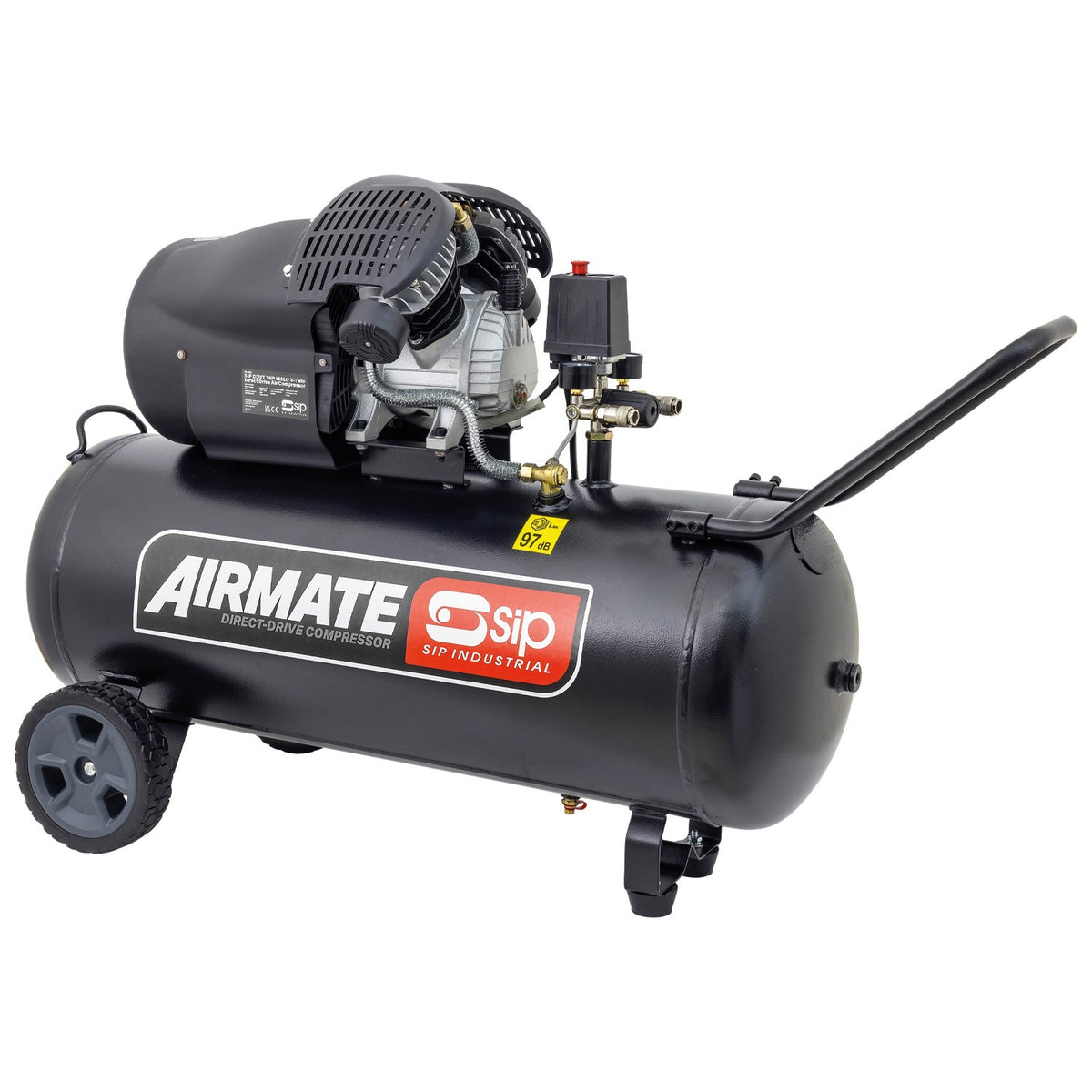 SIP DDVT 3HP 100ltr V-Twin Direct Drive Compressor - 06455