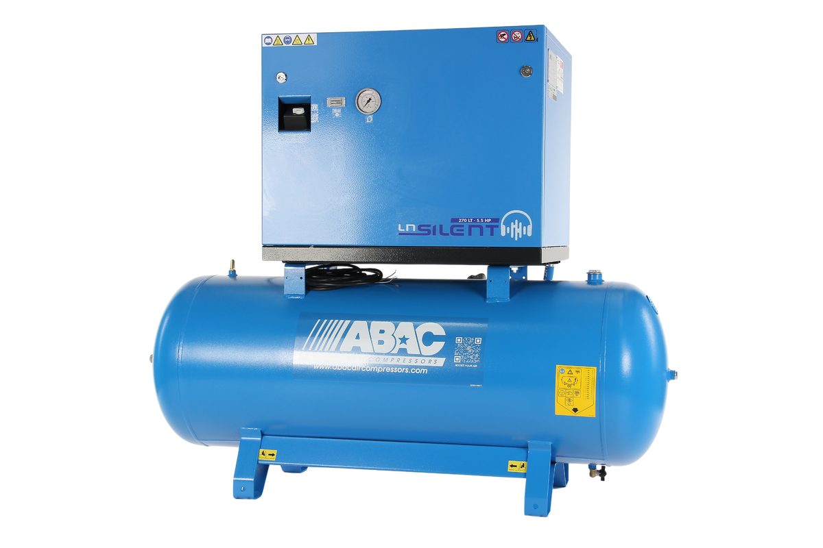 ABAC LN1 B5900 270L Tank Mounted Silenced Air Compressor T5.5 415 Volt 20CFM - 4116026060 - airlinkcompressors.com