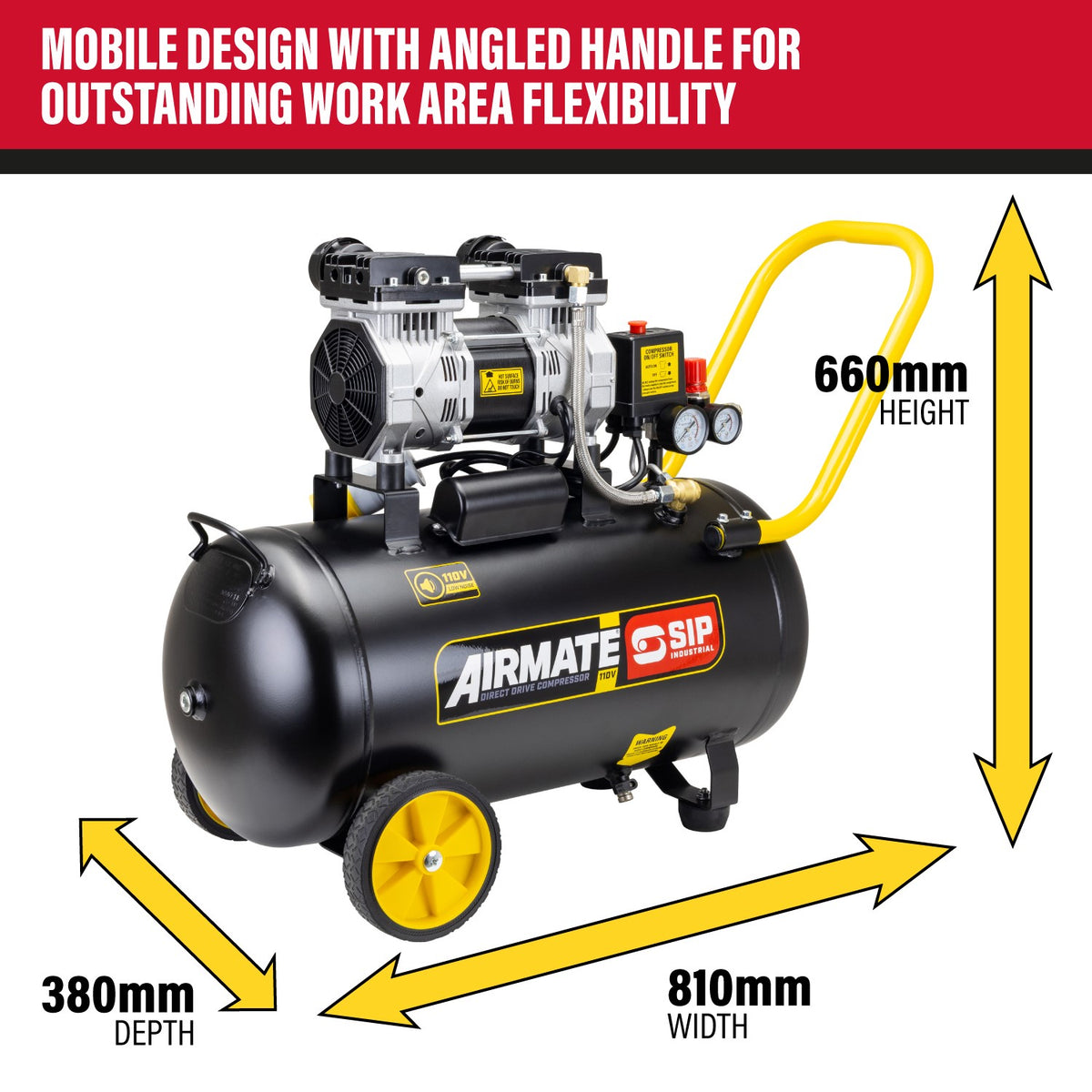 SIP 110V 50L Low Noise Direct Drive Compressor - 05872