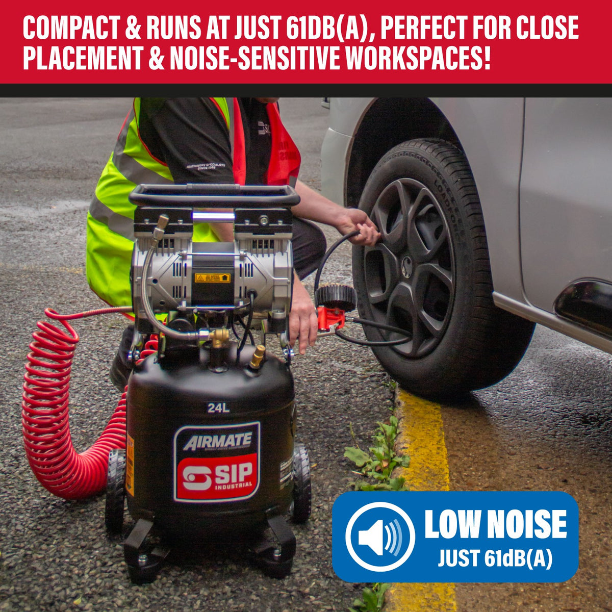 SIP AIRMATE® 24L 2hp Low Noise Vertical Compressor - 05482