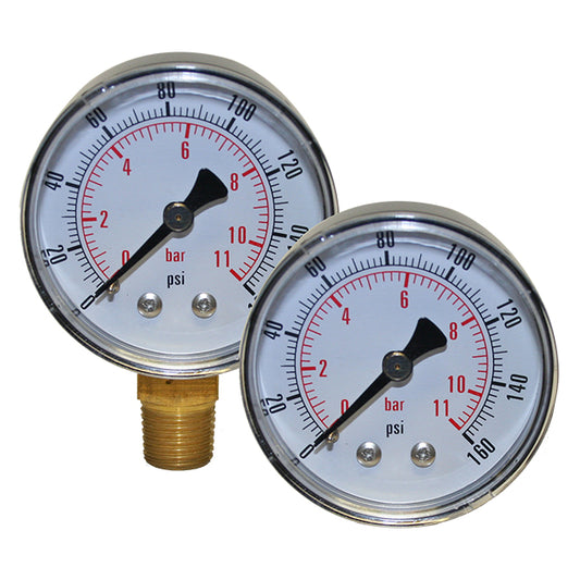 0 to 4 Bar Pressure Gauge – 50mm Dial – 1/4″ Centre Back Entry. PGD3-50-0.25