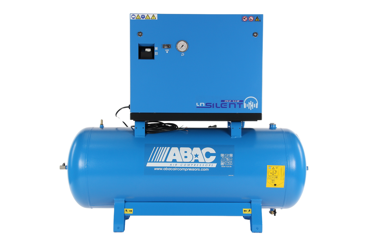 ABAC LN1 B5900 270L Tank Mounted Silenced Air Compressor T5.5 415 Volt 20CFM - 4116026060 - airlinkcompressors.com