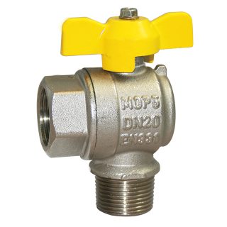 1/2" Brass Angle Pattern Ball Valve EN331 Gas Approved BSPP Male x Female. VS7321