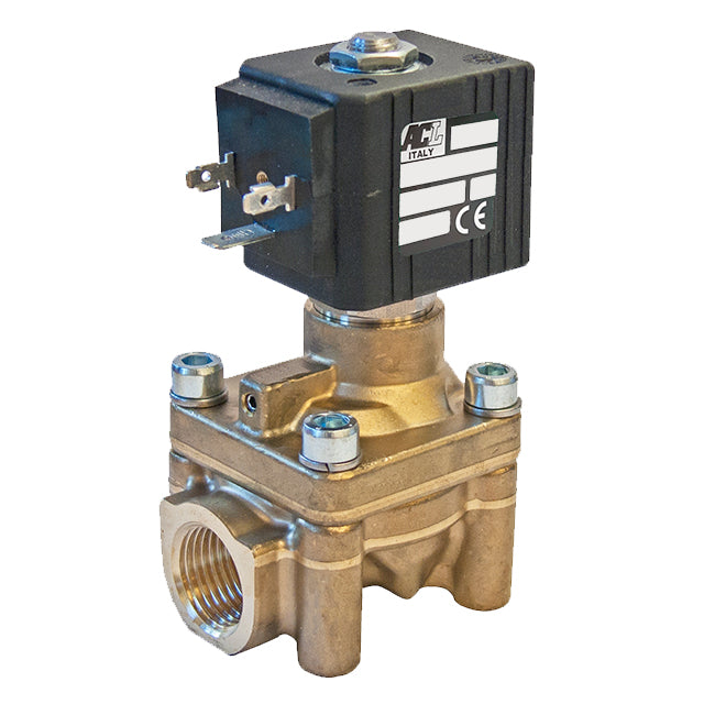 1/2" ACL Brass Solenoid Valve Servo-assisted Normally Open High Pressure (100 Bar). ACL 224