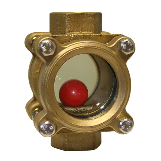 1/2" FP Bronze Flow Indicator Sight Glass - Hardened Glass Double Window - Moplen Ball - VS1306