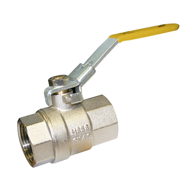 1 4 brass ball valve with locking yellow lever bspt lv2312