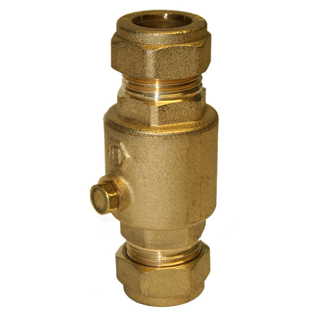 15mm CR Brass Single Check Valve Compression Ends WRAS Approved. VS2451