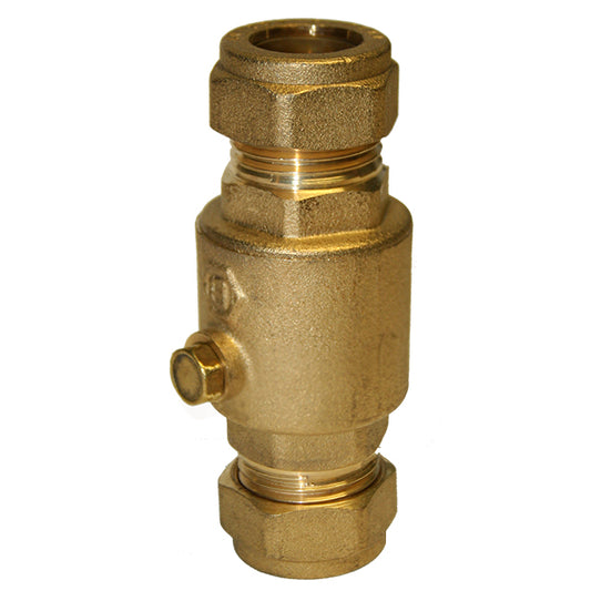 28mm CR Brass Single Check Valve Compression Ends WRAS Approved. VS2451