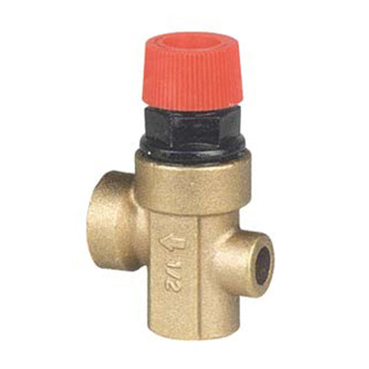 1/2" Brass Safety Valve for Heating Systems  Screwed BSPP with Gauge Port  VS2499