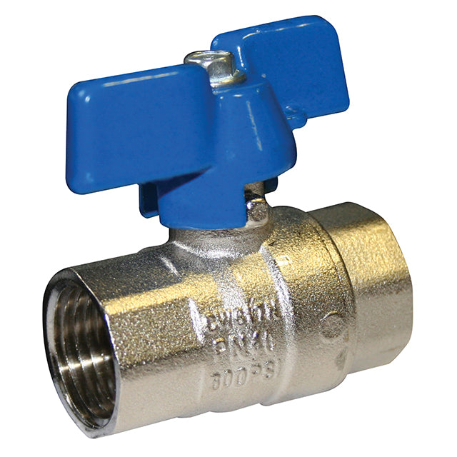 3 8 brass ball valve standard pattern blue butterfly handle wras approved lv4178