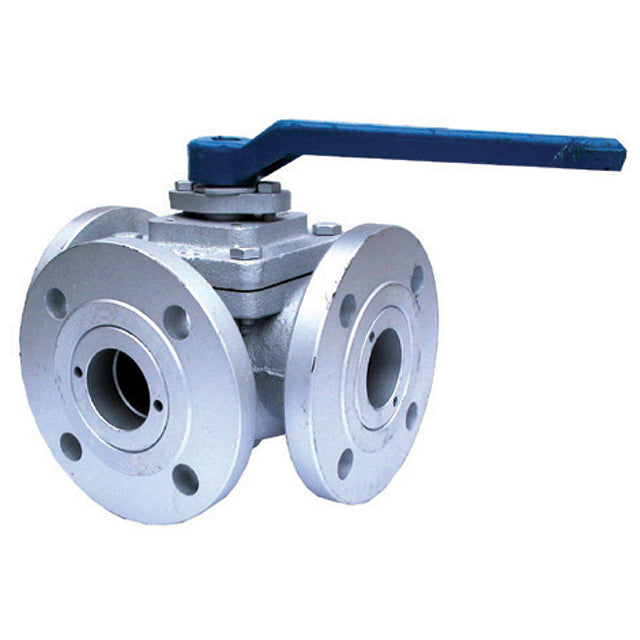 6" Stainless Steel 3 Way Ball Valve  Flanged PN16 L Port. VS6511L