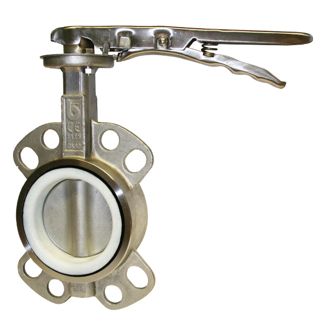 2 1/2" Stainless Steel Butterfly Valve Wafer Pattern Stainless Steel Disc PTFE Liner  VS6911