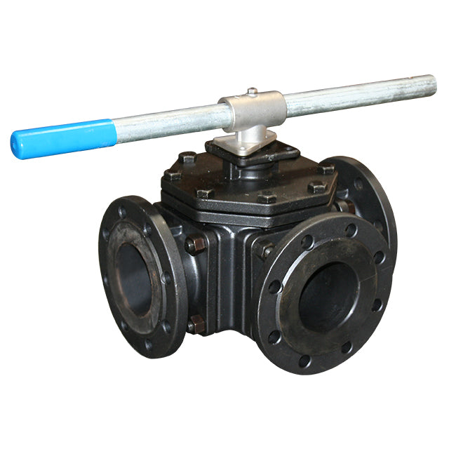 3" Valtec Carbon Steel 3 Way Ball Valve T Port ISO Top   VS8503T