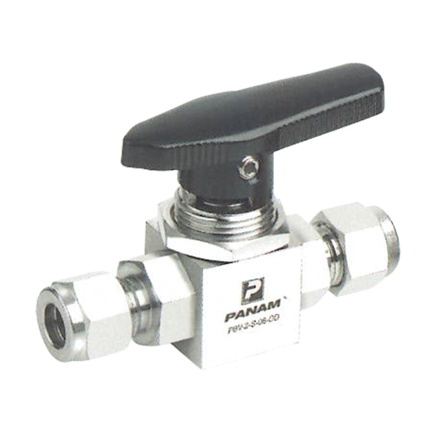 8mm Panam Stainless Steel Ball Valve - Compression Ends - Panel Mount - Metric - VS8758