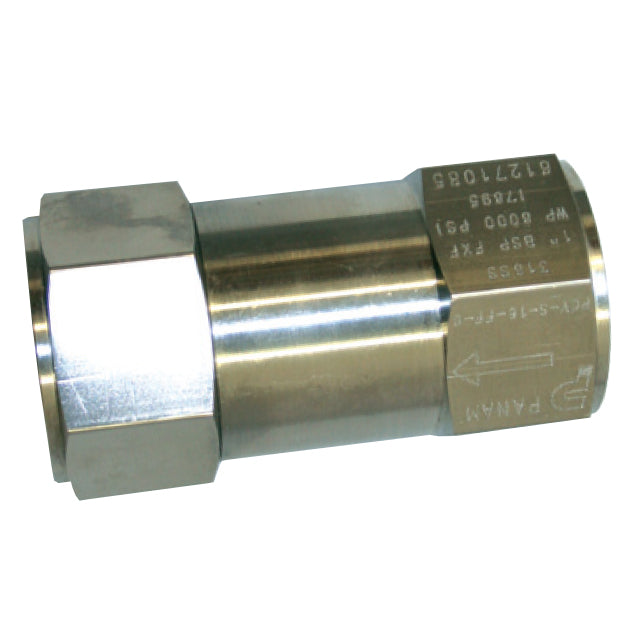 3/8" Panam Stainless Steel Check Valve Screwed BSPT 6000psi. VS8770