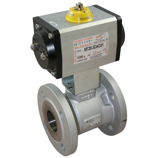 Ductile Iron Ball Valve – Flanged PN16 – Double Acting Pneumatic Actuator – Gas Approved. VS9455DA