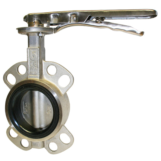 6" Brandoni Stainless Steel Wafer Butterfly Valve – Stainless Steel Disc – FKM (Viton) Liner  VS9955