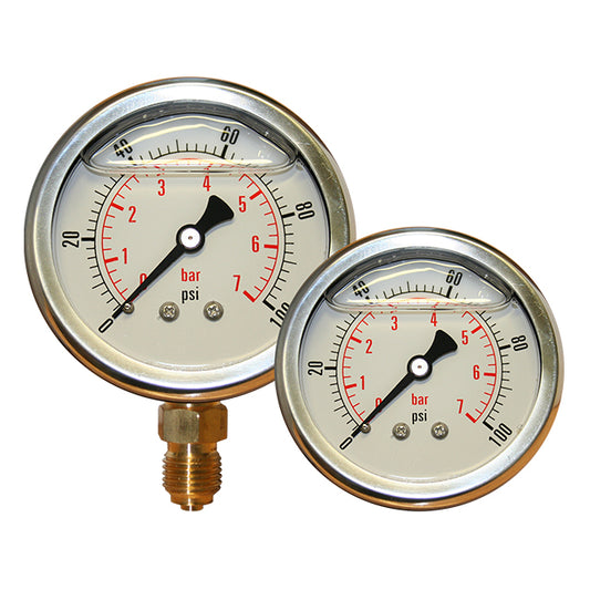 0 to 1 bar pressure gauge 63mm dial 1 4 centre back entry glycerine filled pgg3 63 0 25