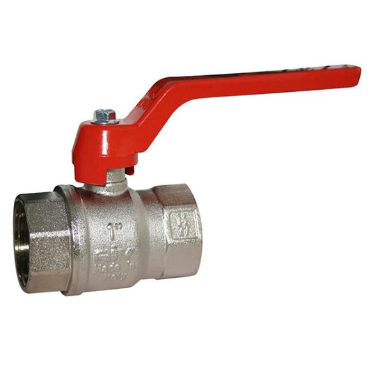 1 1/2" RIV Brass Ball Valve Standard Pattern Red Aluminium Lever WRAS Approved. VS4170