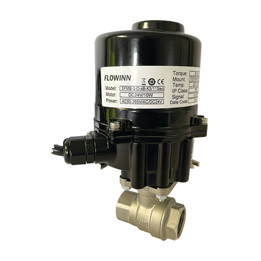 1 1/2" Stainless Steel 2 Piece Ball Valve with Flowinn Electric Actuator. FW 6025 A