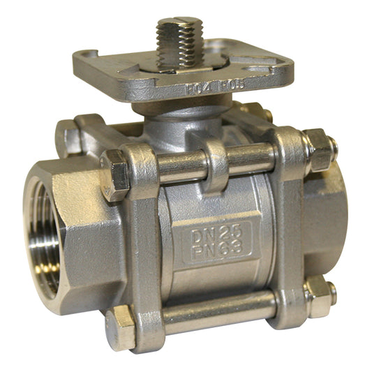 1 1/2" Valtec Stainless Steel Ball Valve Three Piece ISO Top. VS6330