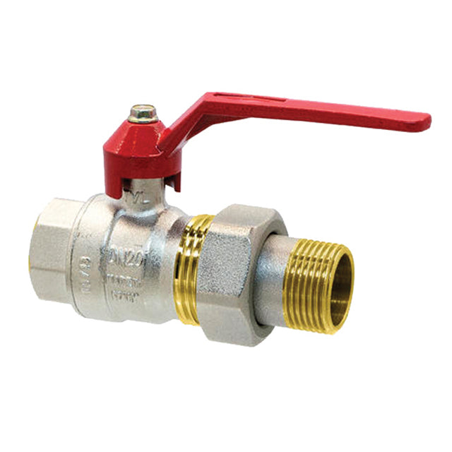 1 1/2" x 1 1/2" RIV Brass Ball Valve Male Union End Lever Operated WRAS Approved. VS 4406