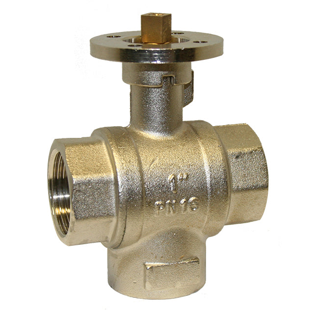 1 1/4" Brass Ball Valve 3 Way  L Port Diverter ISO Top  VS4531L