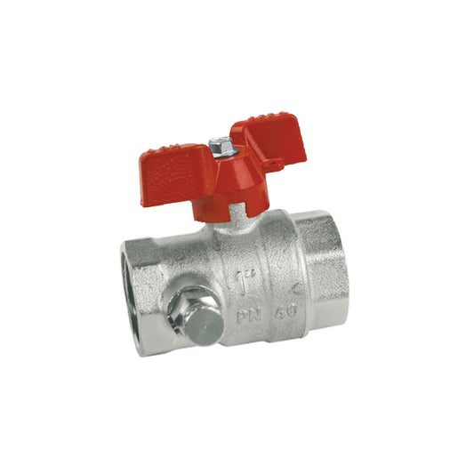 1/2" RIV Brass Ball Valve with Drain Plug WRAS Approved Butterfly Handle. VS 4614