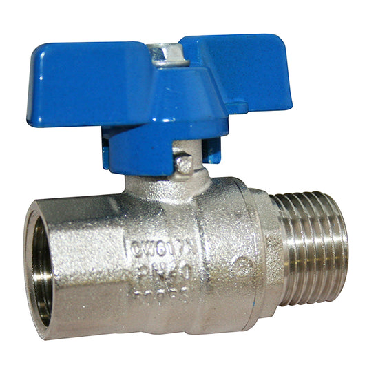 1/2" RIV Brass Mini Ball Valve Standard Pattern Male x Female Blue Butterfly Handle  VS4338
