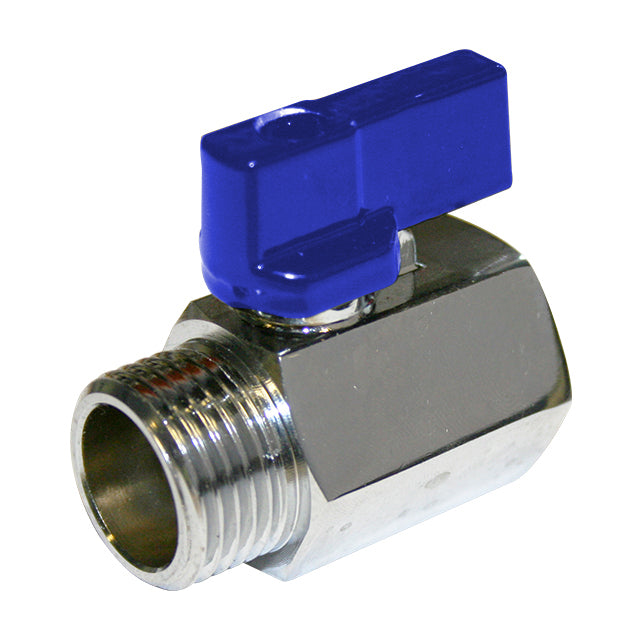 1/8" Brass Mini Ball Valve- Male x Female BSPP Blue Short Handle. VS4017