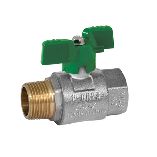 1" RIV Brass Ball Valve Heavy Pattern Male x Female Butterfly Handle Operated. VS 4384