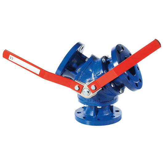 2 1/2" Brandoni Cast Iron 3 Way Diverter Ball Valve  Y Port Flanged PN16. VS5567