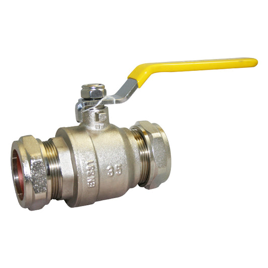 28mm Brass Ball Valve Compression Ends BSI Gas Approved A-Range. VS2332A