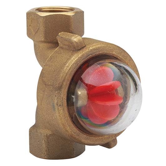 3/4" FP Bronze Flow Indicator with Rotor Polycarbonate Dome. VS1305