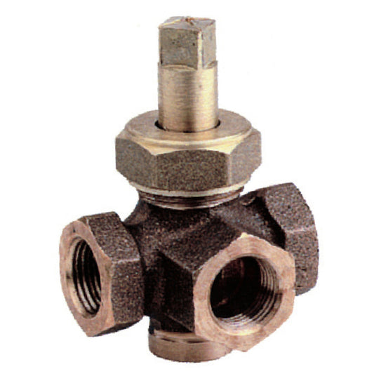 3/4" FP Bronze Plug Cock with Gland 3 Way.  VS1214