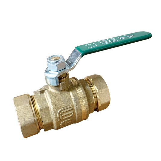 42mm DZR Brass Ball Valve Compression Ends WRAS Approved. VS2415